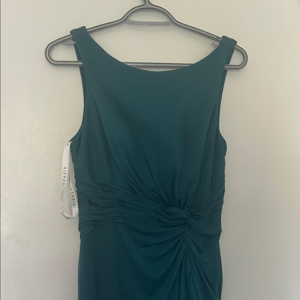 Azazie Asymmetrical Peacock Dress Size 8